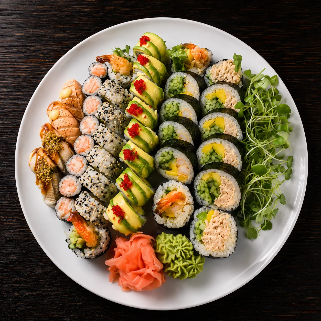 Fresh sushi, sushi rolls and tartare platter at Ocean Bites Japanese restaurant in downtown Winnipeg