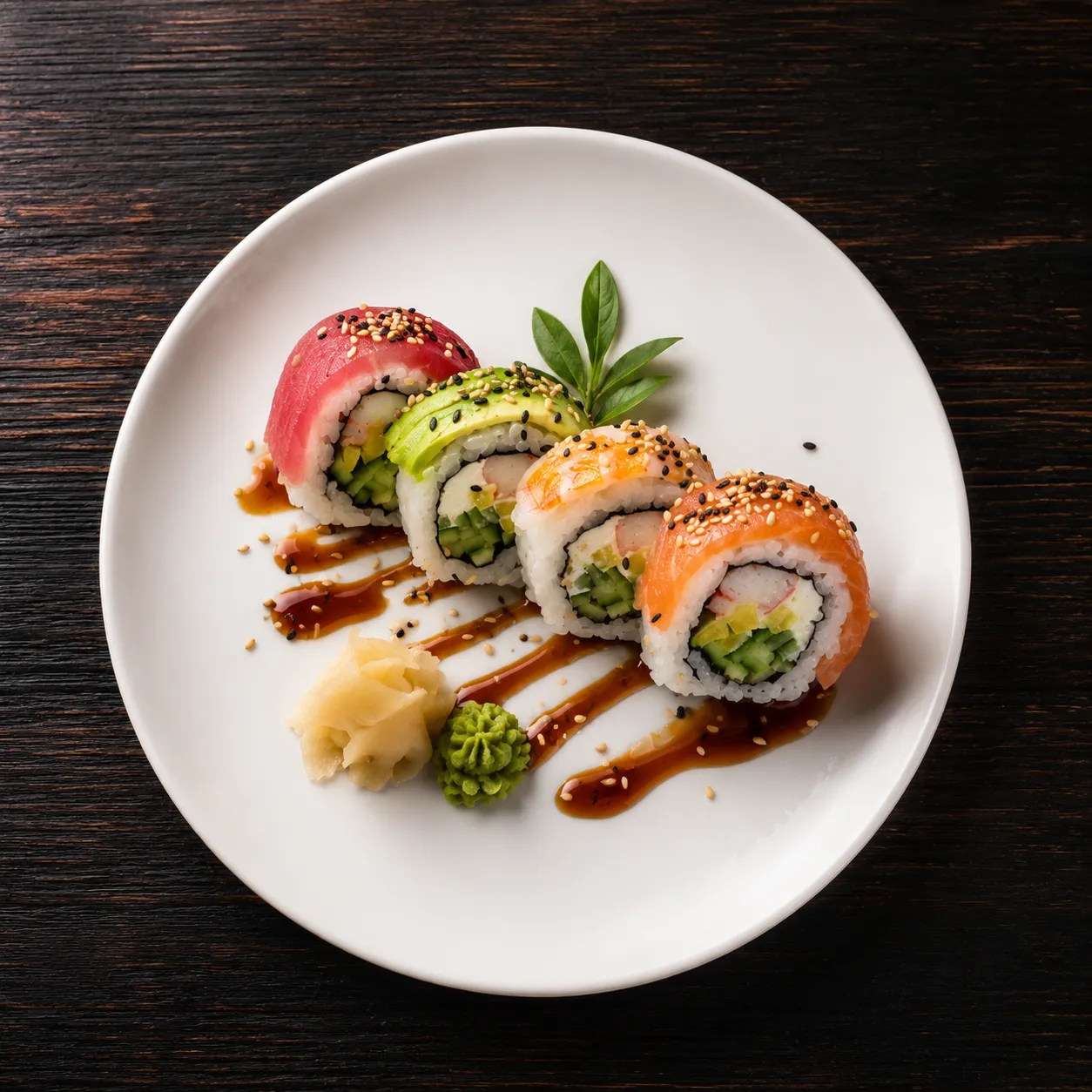 Fresh salmon sushi roll over rice at Ocean Bites sushi restaurant Exchange District Winnipeg